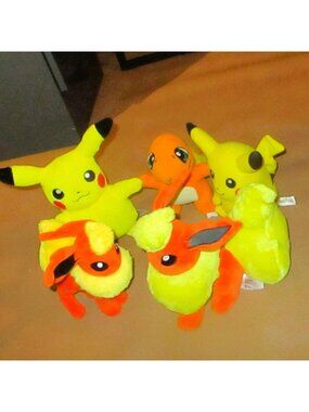 Pokemon Plush 5 Pack - Pikachu Charmander & Flareon - Soft & Vibrant Collectible